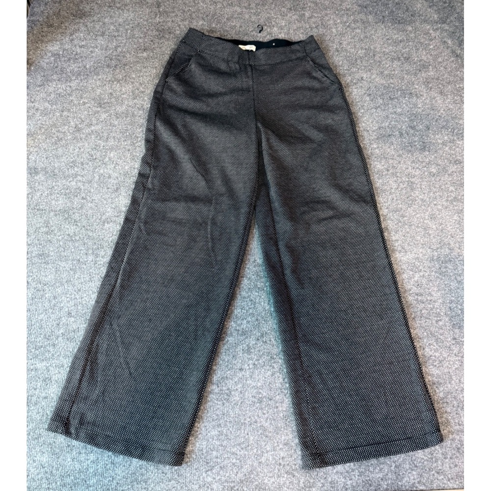 Max Studio London Womens Wide Leg Pants Black White Pindot Size M 1707Q05